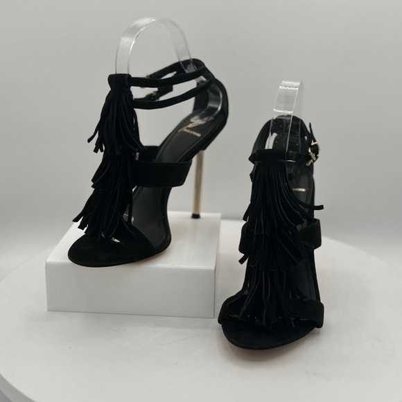 Brian Atwood Black Fringe Stiletto Heels‎ Size 6.5 EUC - Picture 4 of 17